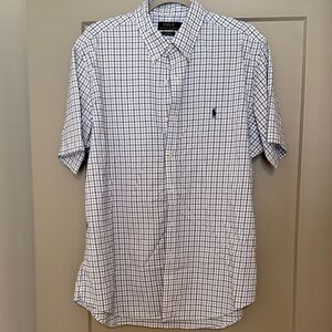Polo by Ralph Lauren Men's White and Blue Plaid Shirt